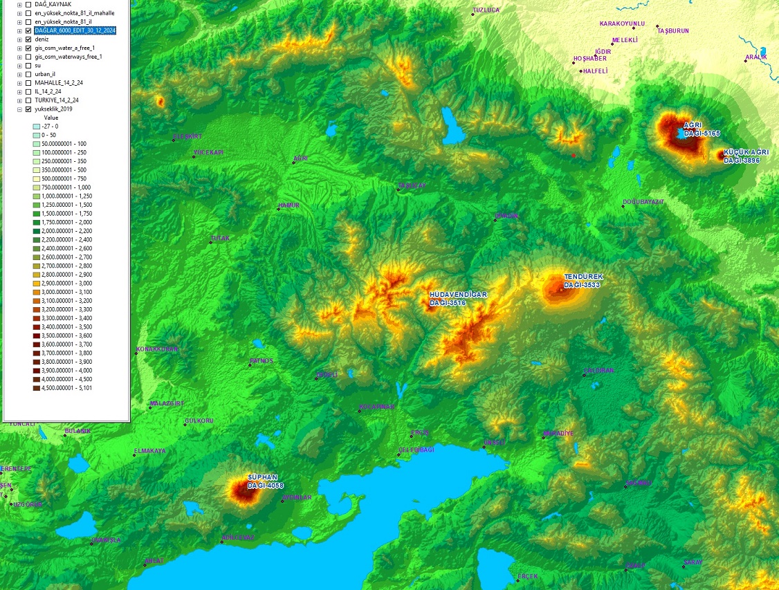Ağrı, Süphan, Tendürek Volkanları